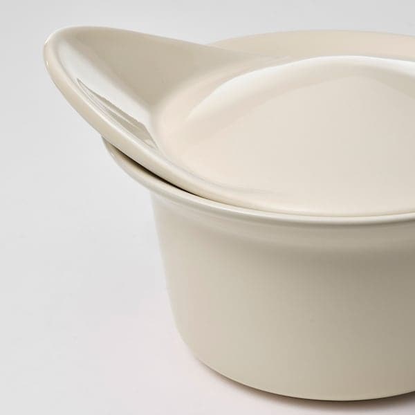Ikea FÄRGKLAR - Pyrex dish with lid, beige gloss, 0.2 l price includes 2 pieces