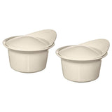 FÄRGKLAR oven/serving dish with lid, glossy beige, 0.2 l, 2 pack