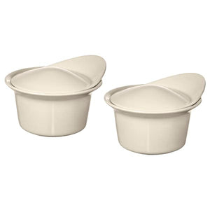 Ikea FÄRGKLAR - Pyrex dish with lid, beige gloss, 0.2 l price includes 2 pieces