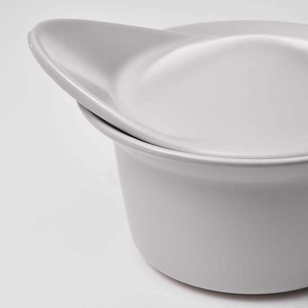 Ikea FÄRGKLAR - Oven/serving dish with lid, matt light grey, 0.2 l