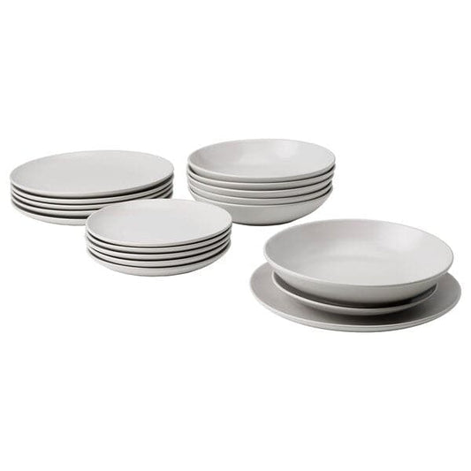 Ikea FÄRGKLAR - Service 18 pieces, matt light grey ,