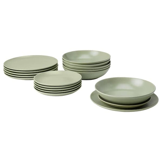 Ikea FÄRGKLAR - Service 18 pieces, matt green ,