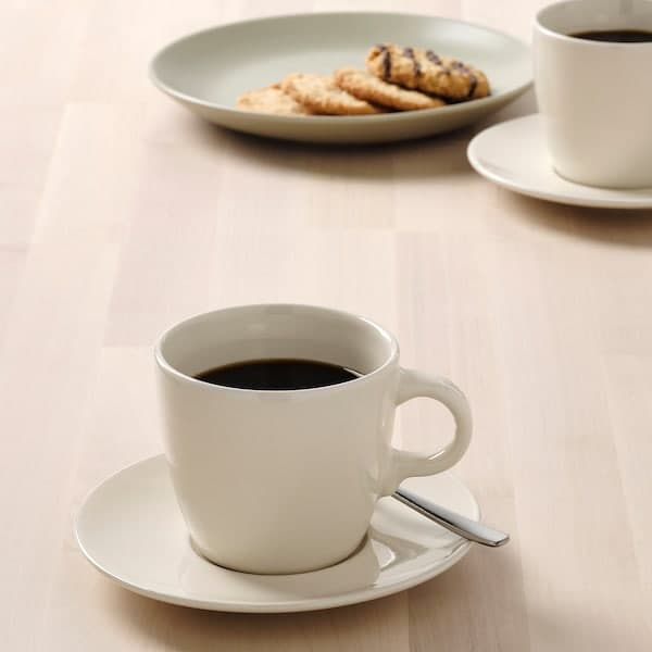 Ikea FÄRGKLAR Cup and saucer - glossy beige 25 cl , 25 cl price include 4 pieces