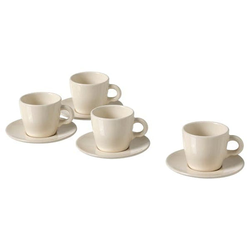 FÄRGKLAR - Cup with saucer, glossy/beige, 7 cl