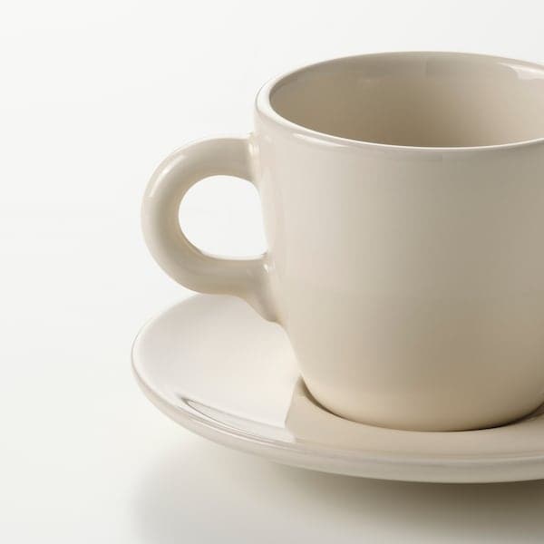 FÄRGKLAR - Cup with saucer, glossy/beige, 7 cl - best price from Maltashopper.com 00483630
