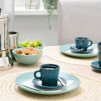 FÄRGKLAR - Cup with saucer, glossy/dark turquoise, 7 cl - best price from Maltashopper.com 90481820