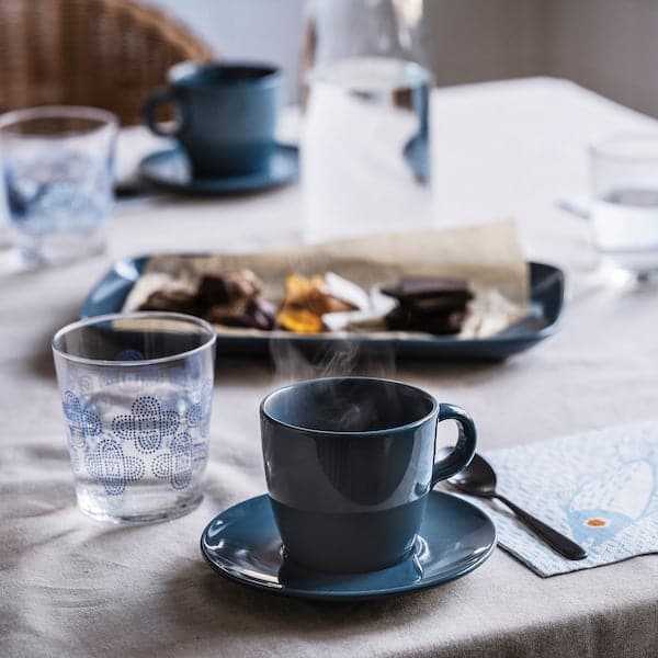 FÄRGKLAR Cup and saucer - glossy dark turquoise 25 cl - best price from Maltashopper.com 40481827