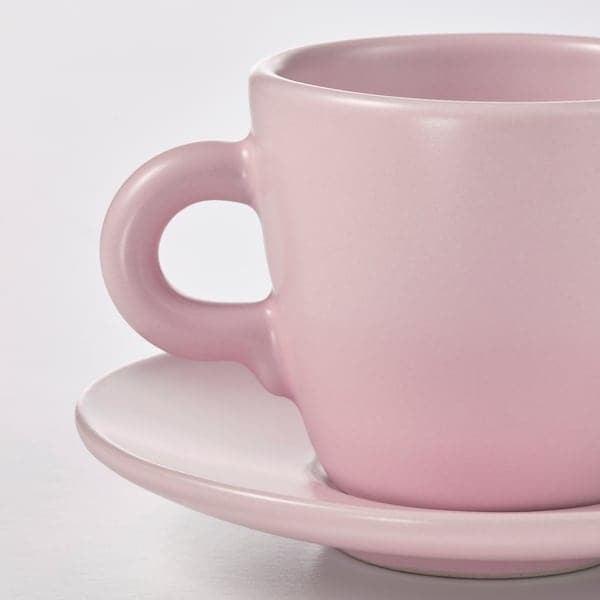 FÄRGKLAR - Cup with saucer, matt/light pink, 7 cl - best price from Maltashopper.com 00478186