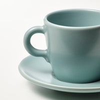 FÄRGKLAR - Cup with saucer, matt/light turquoise, 7 cl - best price from Maltashopper.com 50481822