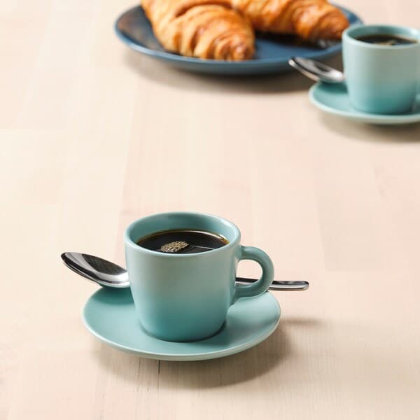FÄRGKLAR - Cup with saucer, matt/light turquoise, 7 cl - best price from Maltashopper.com 50481822