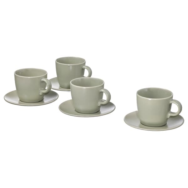 FÄRGKLAR Cup and saucer - matt green 25 cl , 25 cl