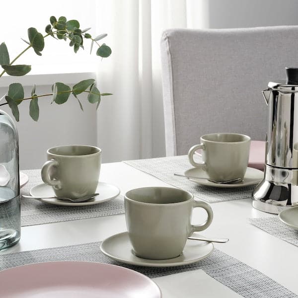 FÄRGKLAR Cup and saucer - matt green 25 cl , 25 cl - best price from Maltashopper.com 70478159