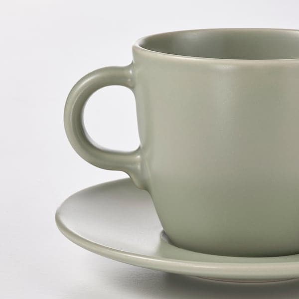FÄRGKLAR Cup and saucer - matt green 25 cl , 25 cl - best price from Maltashopper.com 70478159