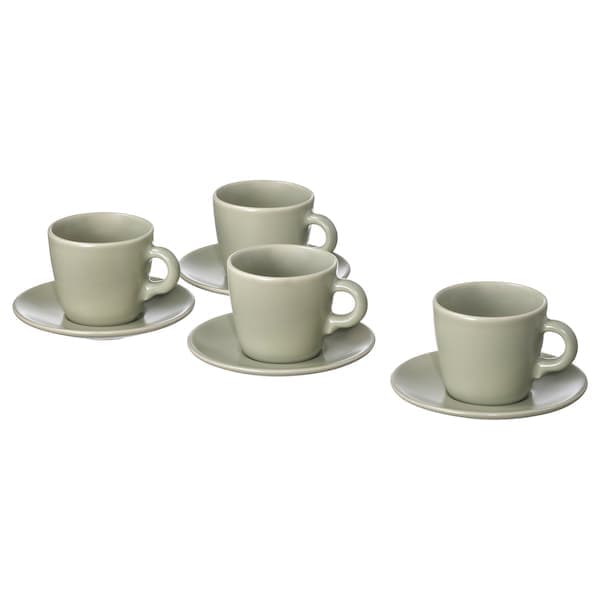 FÄRGKLAR - Cup with saucer, matt/green, 7 cl