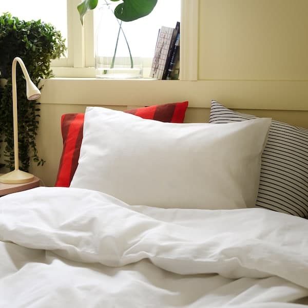 FÄRGMÅRA Duvet cover and 2 pillowcases - white 240x220/50x80 cm