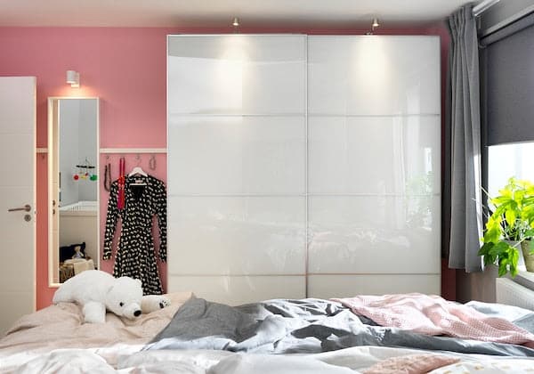 Ikea FÄRVIK - 4 panels for sliding door frame, white glass, 100x236 cm