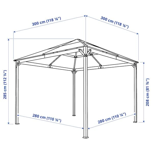Ikea FÅGELÖN - Gazebo, black/black, 300x300 cm