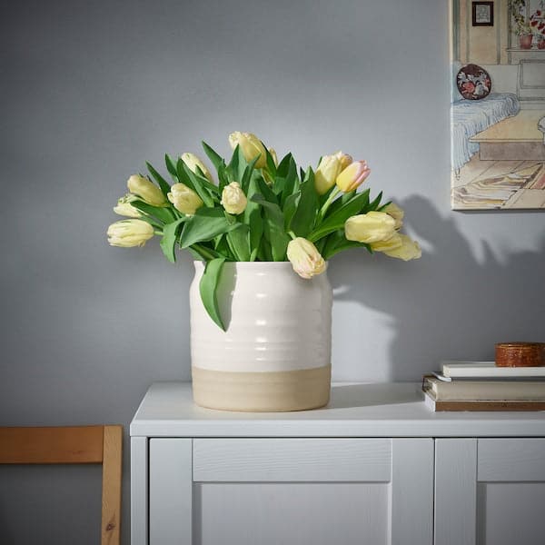 FALLENHET - Vase, light dove grey/white, , 21 cm - best price from Maltashopper.com 50551706