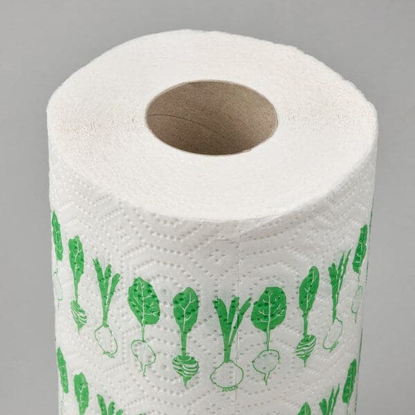 Ikea FAMILJ - Kitchen roll, patterned bright green/white