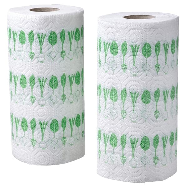 FAMILJ - Kitchen roll, patterned bright green/white