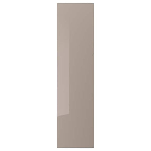 FARDAL - Door with hinges, high-gloss/dark beige, 50x195 cm