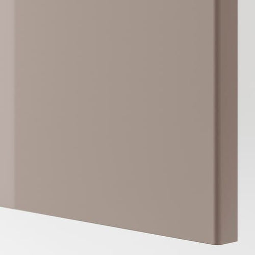 FARDAL - Door with hinges, high-gloss/dark beige, 50x229 cm