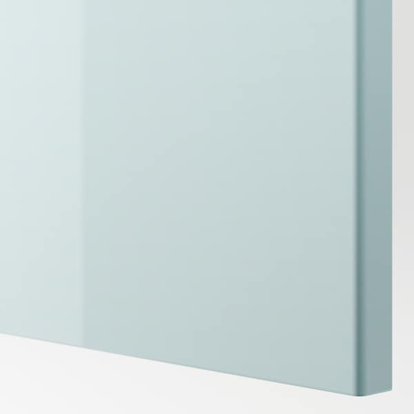 FARDAL - Door with hinges, high-gloss light grey-blue