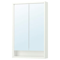 FAXÄLVEN - Mirror cabinet w built-in lighting, white, 60x15x95 cm - best price from Maltashopper.com 29516710