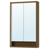 FAXÄLVEN mirror cabinet w built-in lighting, brown oak effect, 60x15x95 cm
