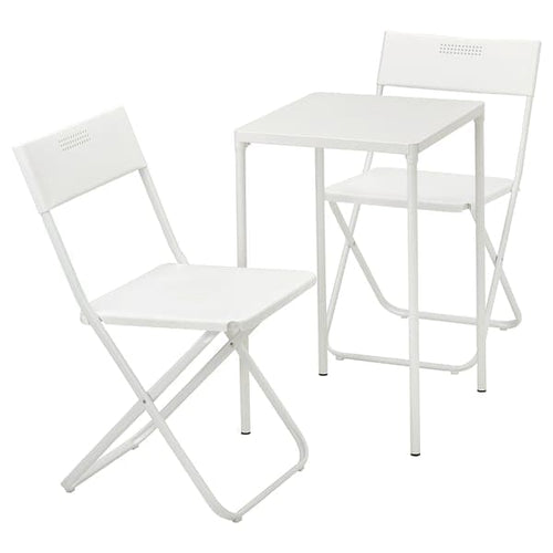 FEJAN - Table+2 folding chairs, outdoor, white/white