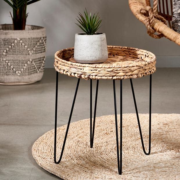 AKELA Coffee table black, natural H 44 cm - Ø 40 cm - best price from Maltashopper.com CS626213