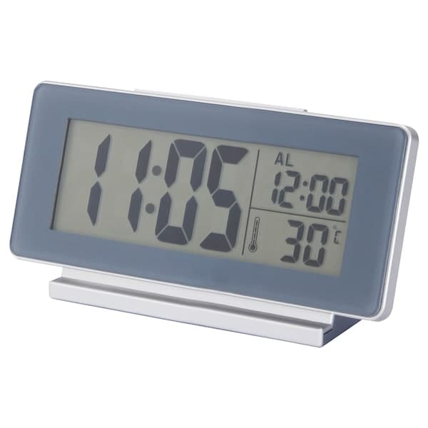 FILMIS - Clock/thermometer/alarm, low-voltage/grey, 16.5x9 cm - best price from Maltashopper.com 50540831