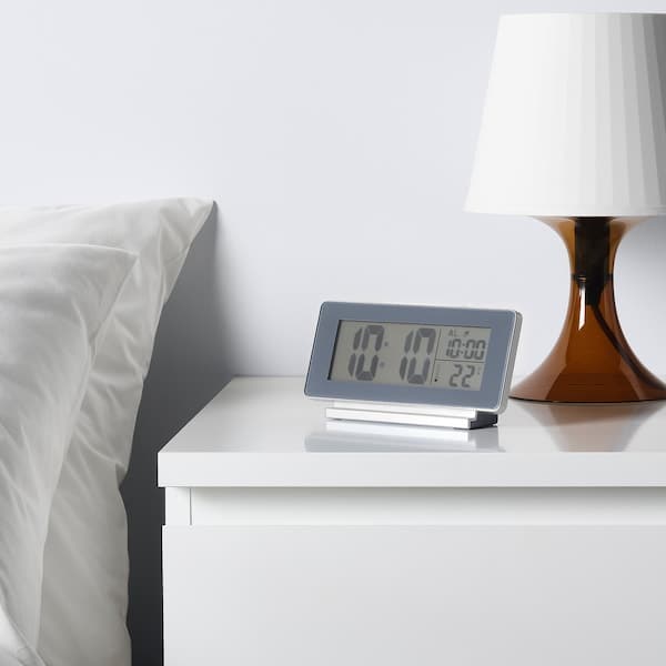 FILMIS - Clock/thermometer/alarm, low-voltage/grey, 16.5x9 cm - best price from Maltashopper.com 50540831