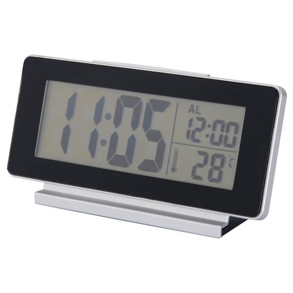 FILMIS - Clock/thermometer/alarm, low-voltage/black, 16.5x9 cm - best price from Maltashopper.com 30540827