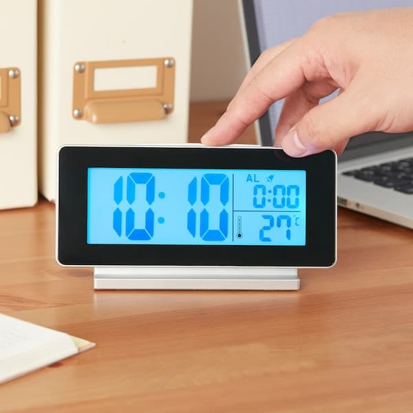 Ikea FILMIS - Clock/thermometer/alarm, black, 16.5x9 cm