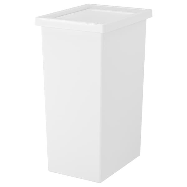 FILUR - Bin with lid, white, 42 l