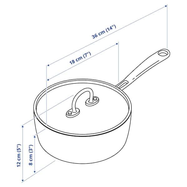 Ikea FINMAT - Saucepan with lid, copper/stainless steel, 1.5 l