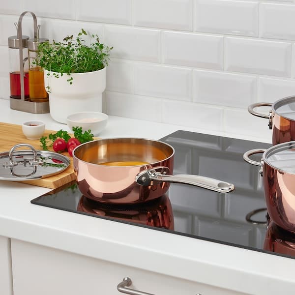 Ikea FINMAT - Saucepan with lid, copper/stainless steel, 1.5 l
