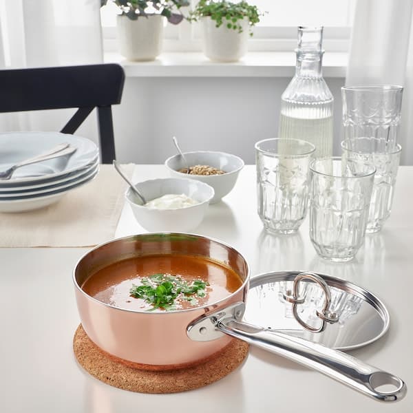 Ikea FINMAT - Saucepan with lid, copper/stainless steel, 1.5 l