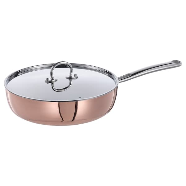Ikea FINMAT - Sauté pan with lid, copper/stainless steel, 25 cm