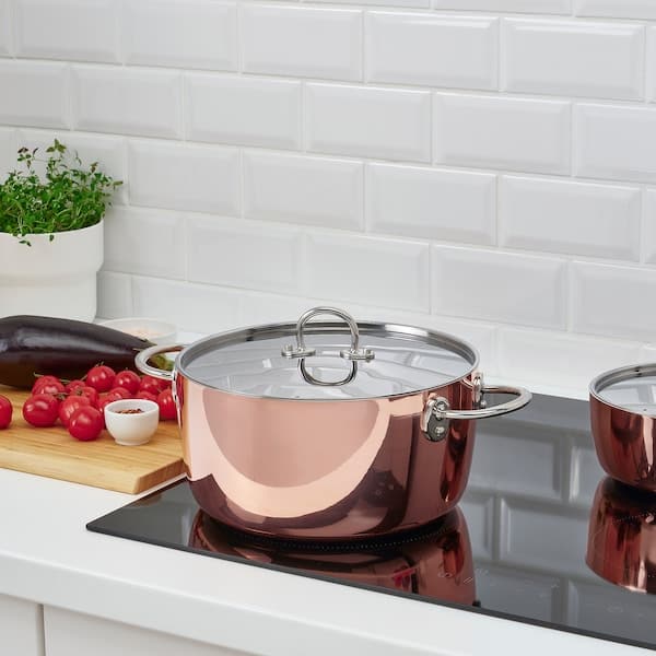 FINMAT - Pot with lid, copper/stainless steel, 5 l - best price from Maltashopper.com 20517573