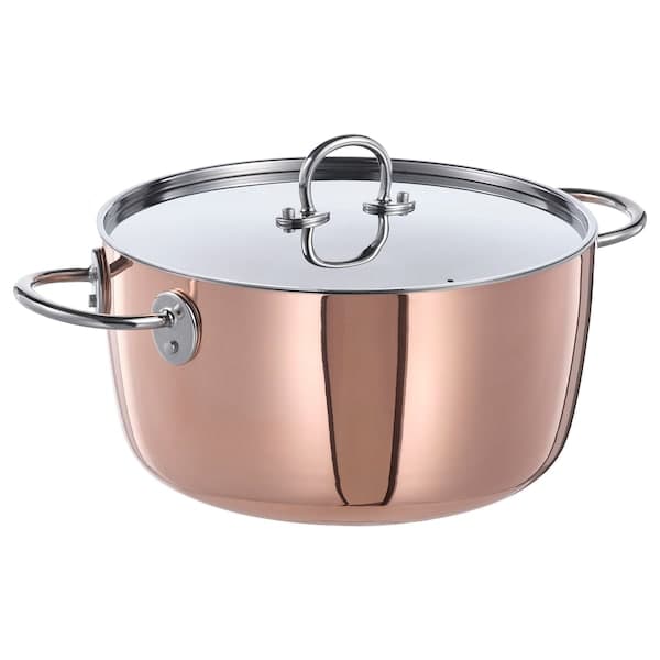 Ikea FINMAT - Pot with lid, copper/stainless steel, 5 l