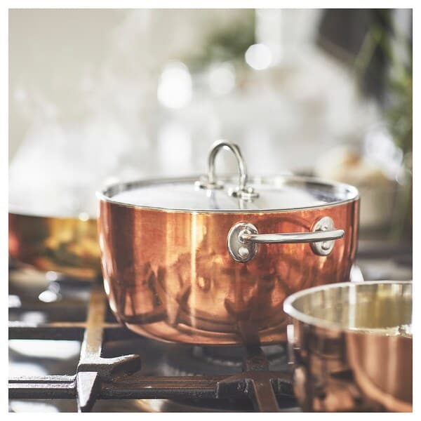 Ikea FINMAT - Pot with lid, copper/stainless steel, 3 l
