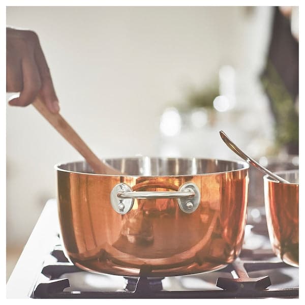 Ikea FINMAT - Pot with lid, copper/stainless steel, 3 l