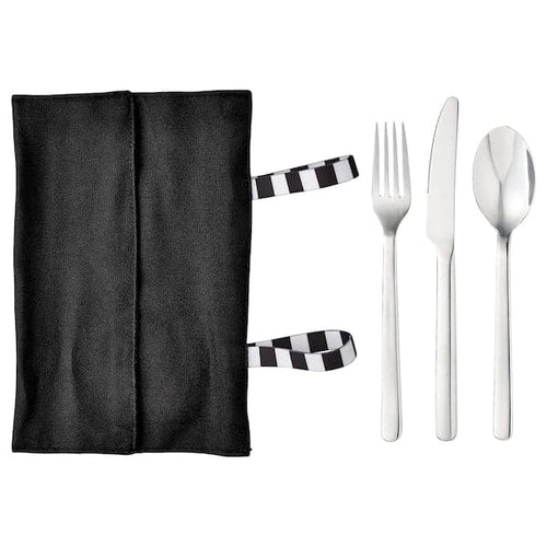 FINSKUREN - Travel cutlery with case, stainless steel/black