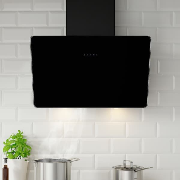 FINSMAKARE Hood to be fixed to the wall - black , 70 cm - best price from Maltashopper.com 50389140