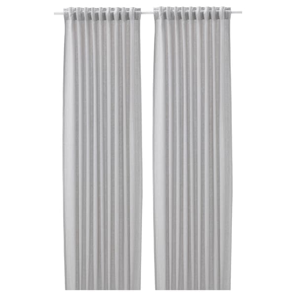 FJÄDERMOTT Curtains, 1 pair - white/grey 145x300 cm , 145x300 cm