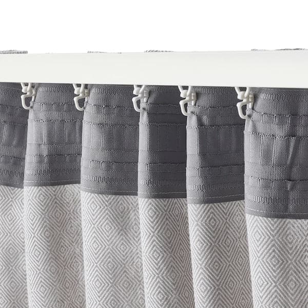 FJÄDERMOTT Curtains, 1 pair - white/grey 145x300 cm , 145x300 cm - best price from Maltashopper.com 70504587