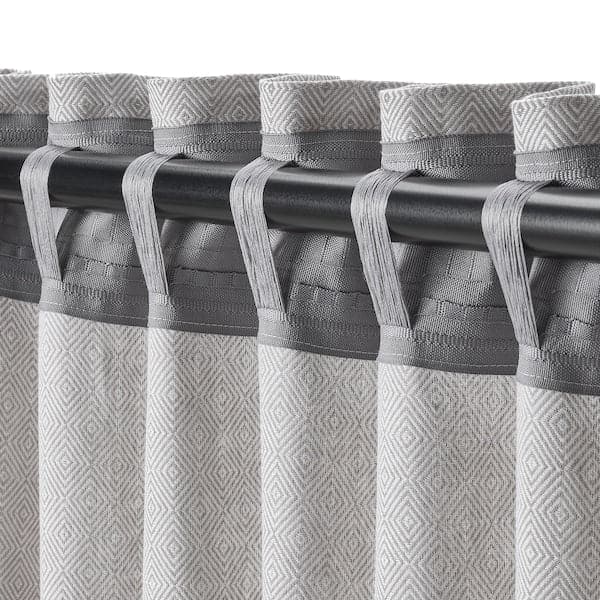 FJÄDERMOTT Curtains, 1 pair - white/grey 145x300 cm , 145x300 cm - best price from Maltashopper.com 70504587