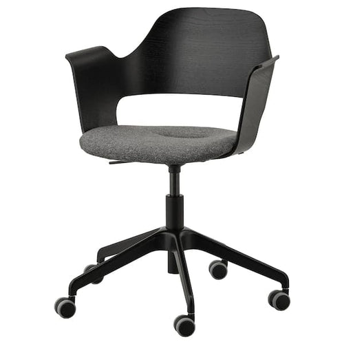 FJÄLLBERGET Conference chair, black stained ash veneer/Gunnared dark grey ,